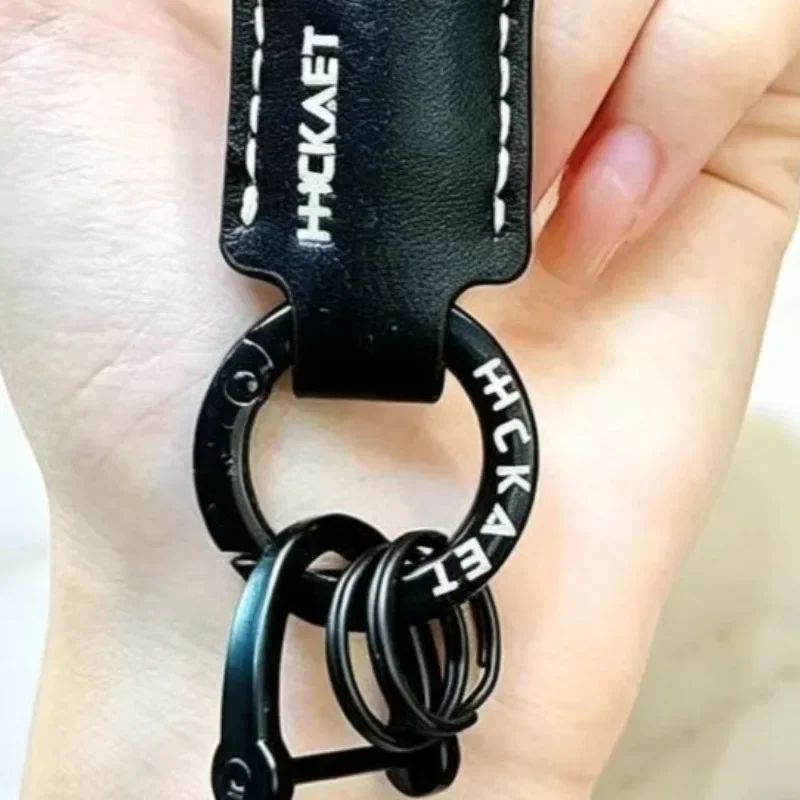 Llavero cuero vacuno tejido antipérdida con cordón grabable para coche - imagen 5