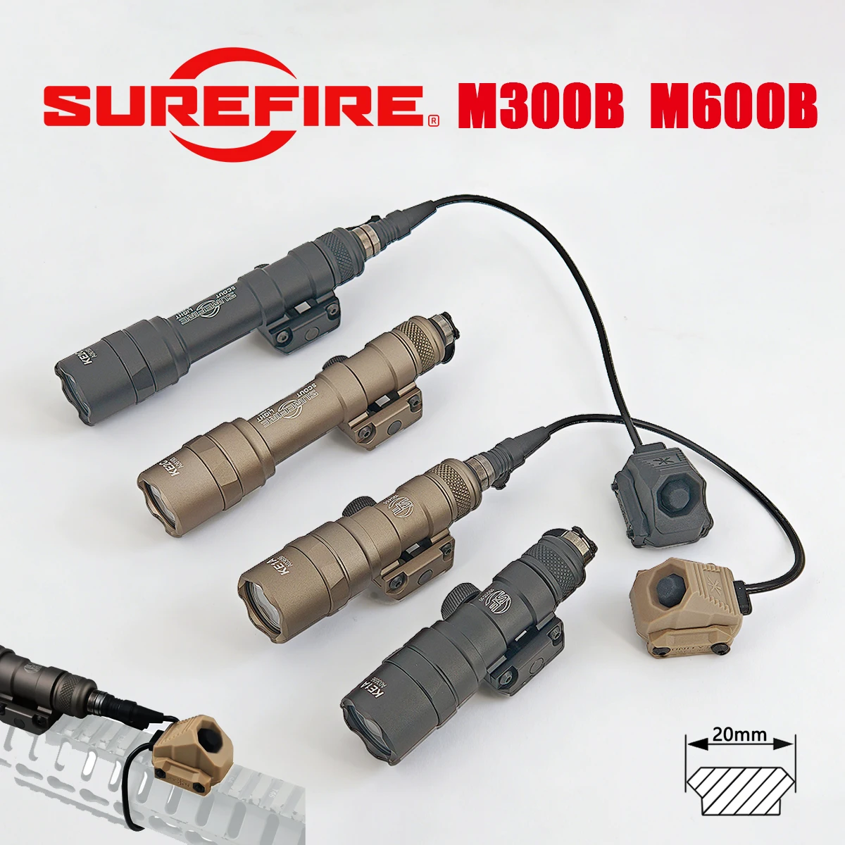 Linterna táctica SureFire M300B/M600B con montaje Picatinny AXON - imagen 3