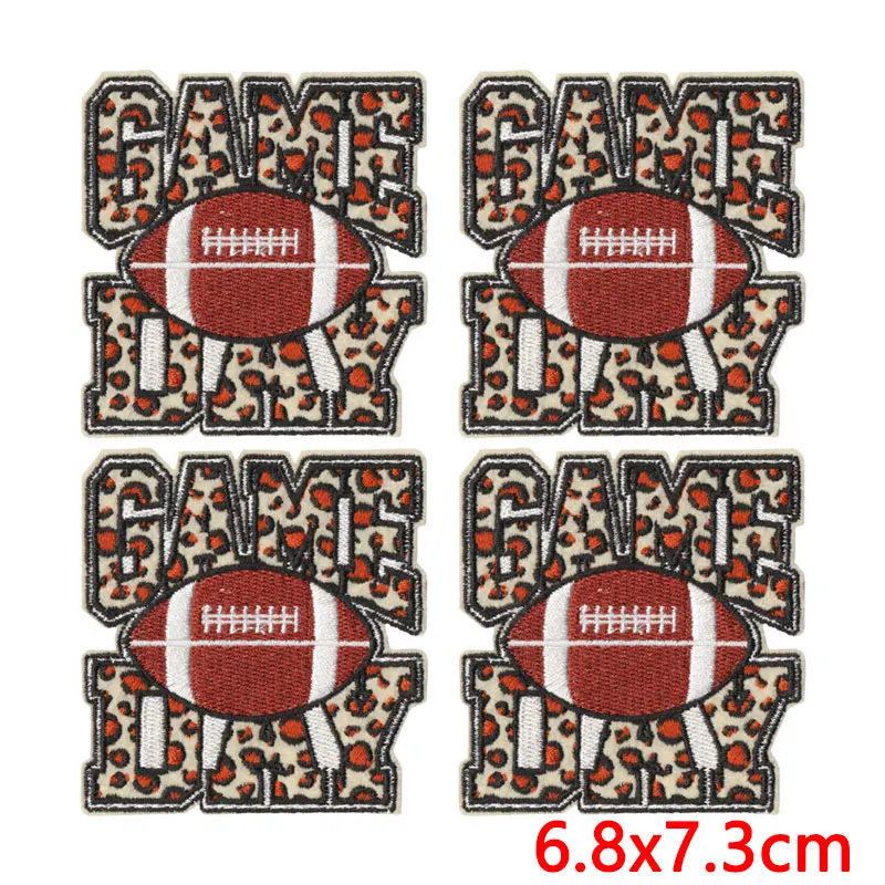 Parches termoadhesivos bordados fútbol leopardo con casco y lazo - imagen 4