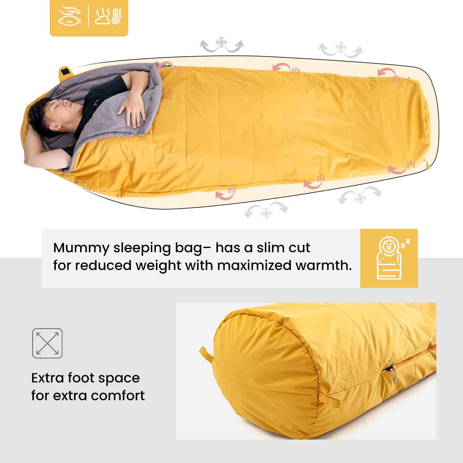 OneTigris saco de dormir ultraligero tipo momia de algodón - imagen 3