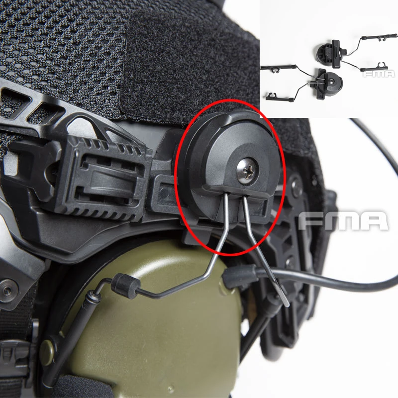 FMA casco táctico airsoft con soporte adaptador riel y auricular - imagen 5