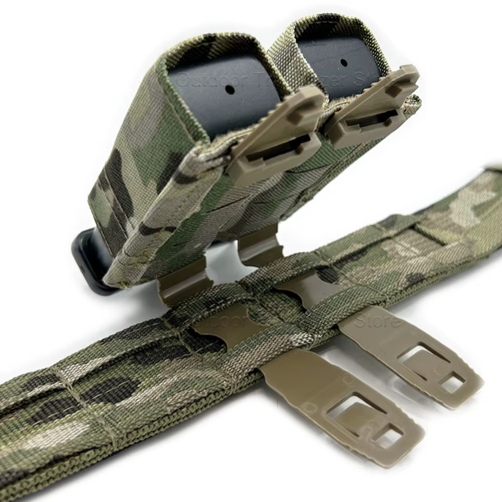 Porta-revistas táctico doble para pistola 9MM con clip MOLLE - imagen 2