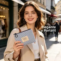Bolsa para monedas y llaves de algodón y lino diseño geométrico