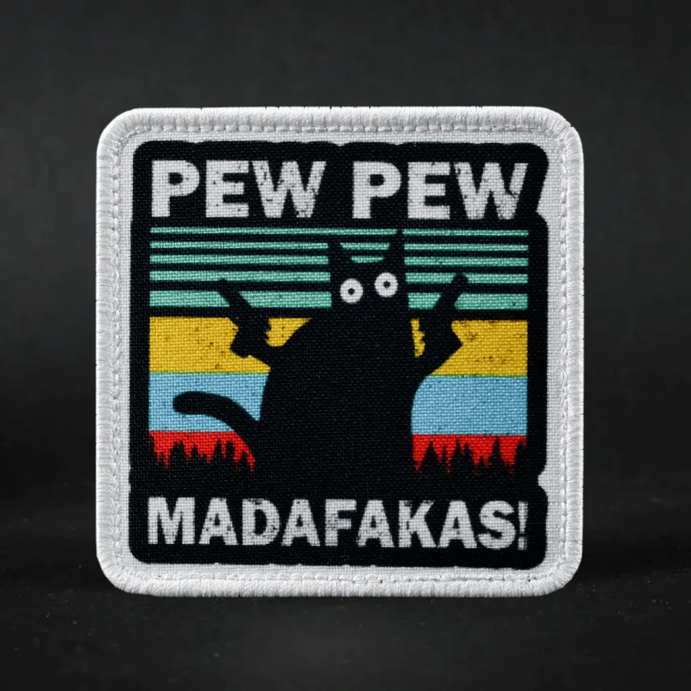 PEWPEW MADAFAKAS parche moral gato bordado velcro mochila táctica - imagen 5