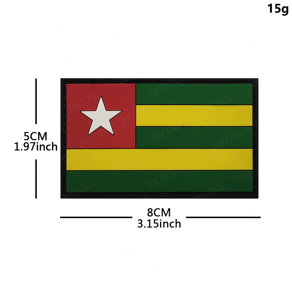 Parche bordado banderas de África con apliqué goma PVC para ropa