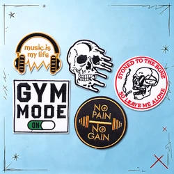 Parches bordados calavera punk termoadhesivos para chaqueta o mochila