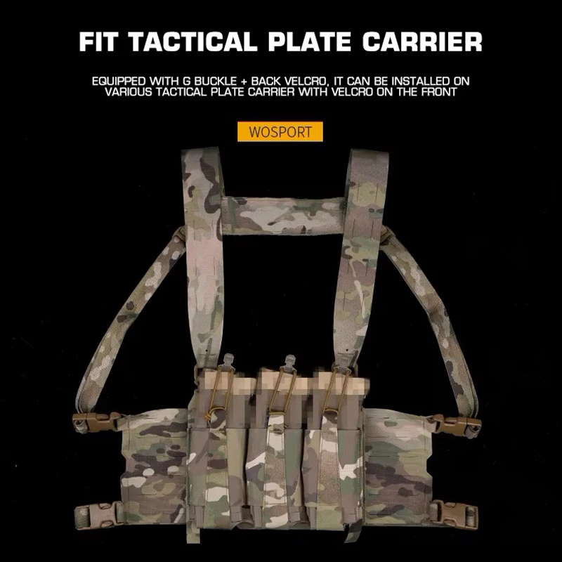 Bolsa táctica elástica para cargadores con gancho G y hebilla frontal