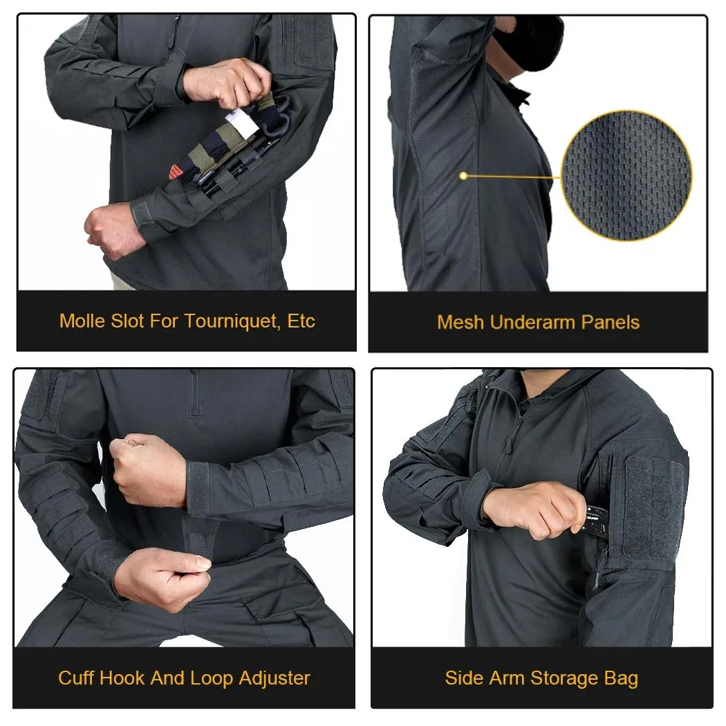 AUKU Camiseta táctica BDU 1/4 zip resistente para entrenamiento - imagen 2