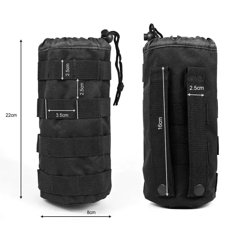 Portabotellas táctico MOLLE ajustable bolsa nailon negra exterior - imagen 4