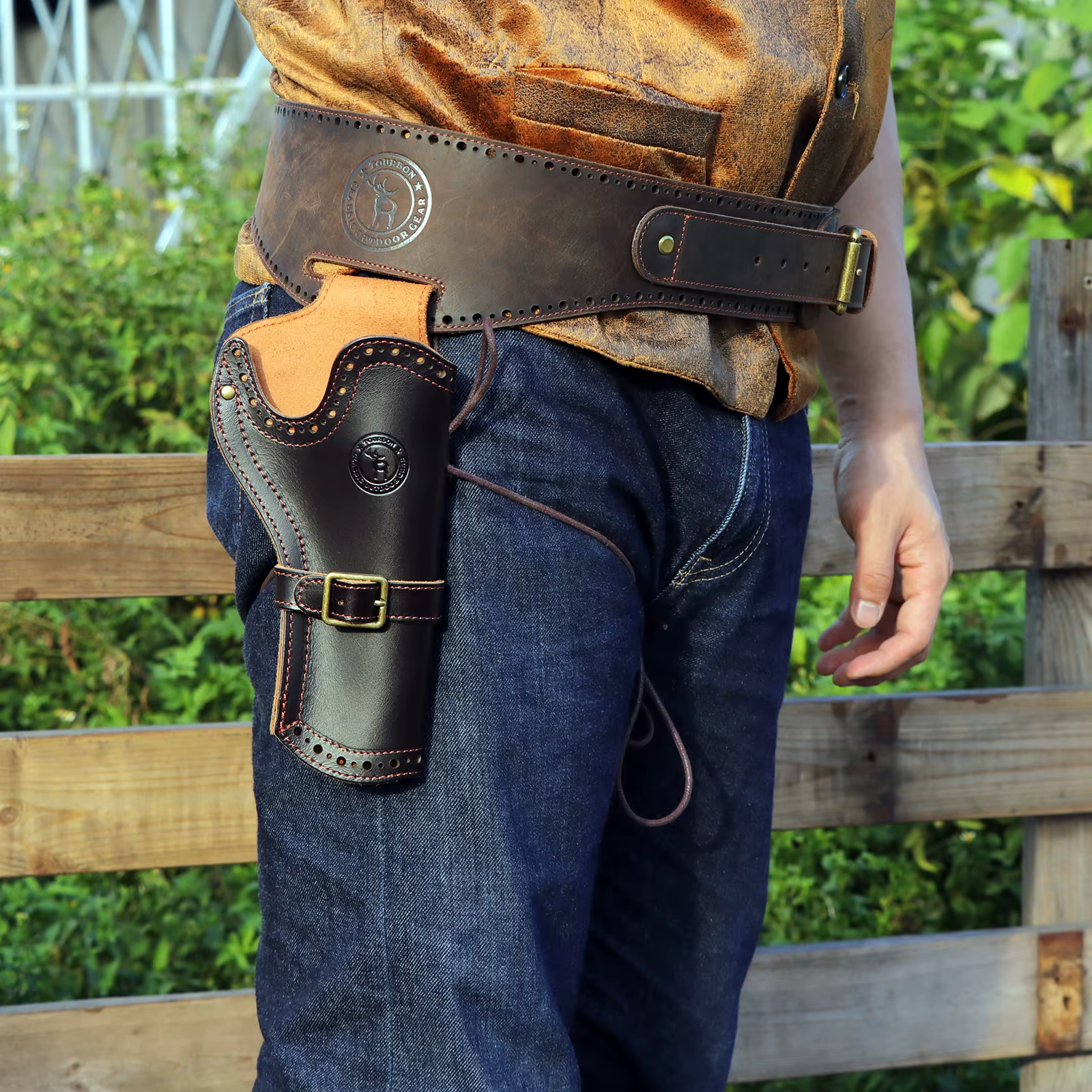 Tourbon funda de pistola de cuero para cinturón de caza táctico - imagen 4