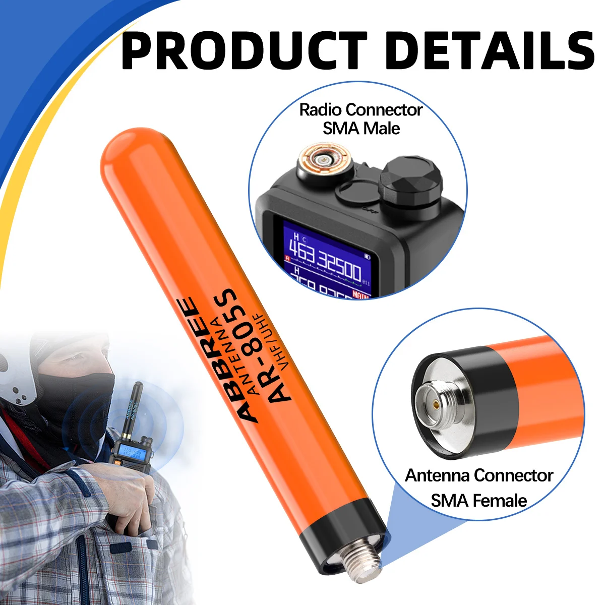ABBREE Antena SMA hembra Doble Banda UHF/VHF para walkie talkie - imagen 4
