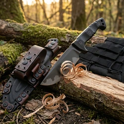 Cuchillo fijo de acero alta resistencia para camping y emergencia
