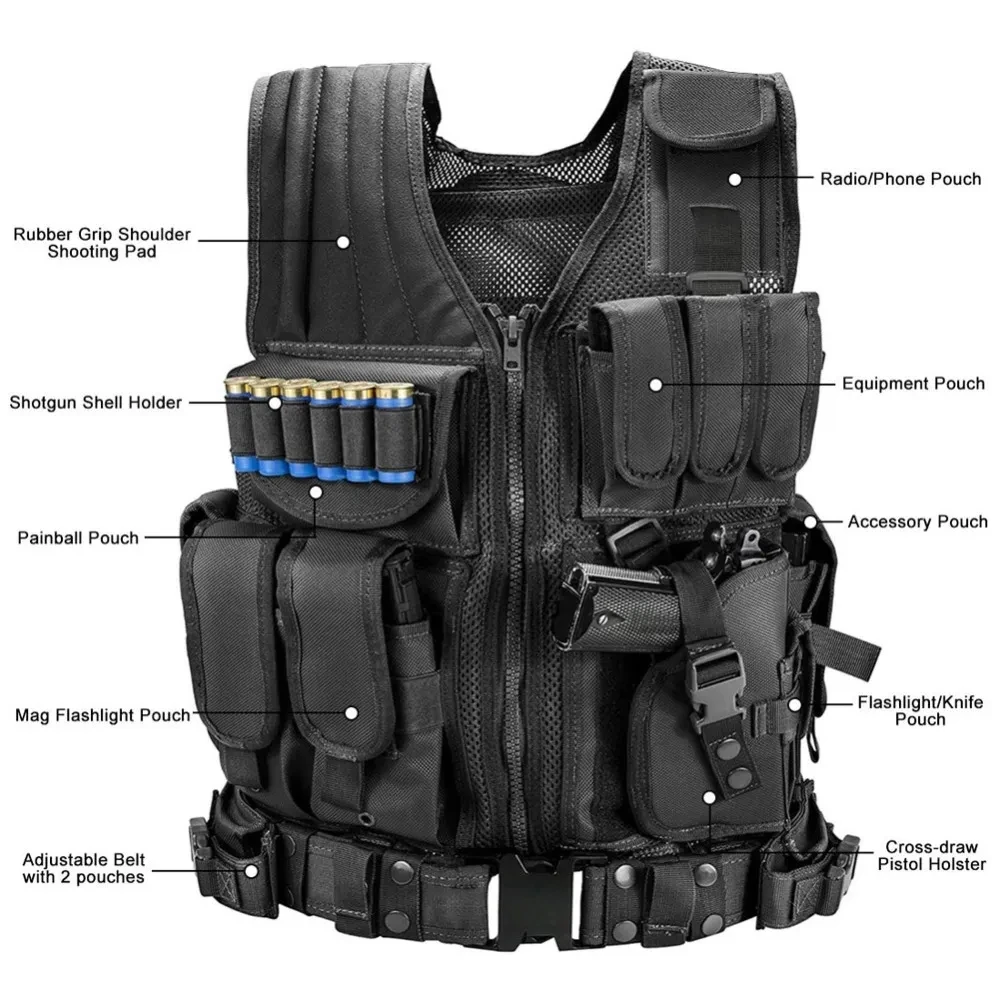 Chaleco táctico SWAT Multibolsillo Airsoft – Ligero combate