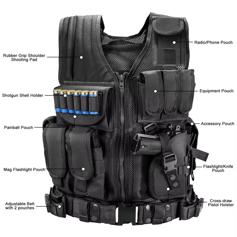 Chaleco táctico SWAT Multibolsillo Airsoft – Ligero combate