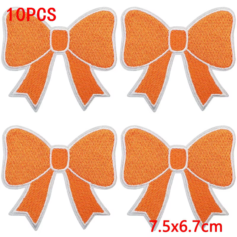 Parche termoadhesivo bordado naranja con lentejuelas estrellas lazos - imagen 3