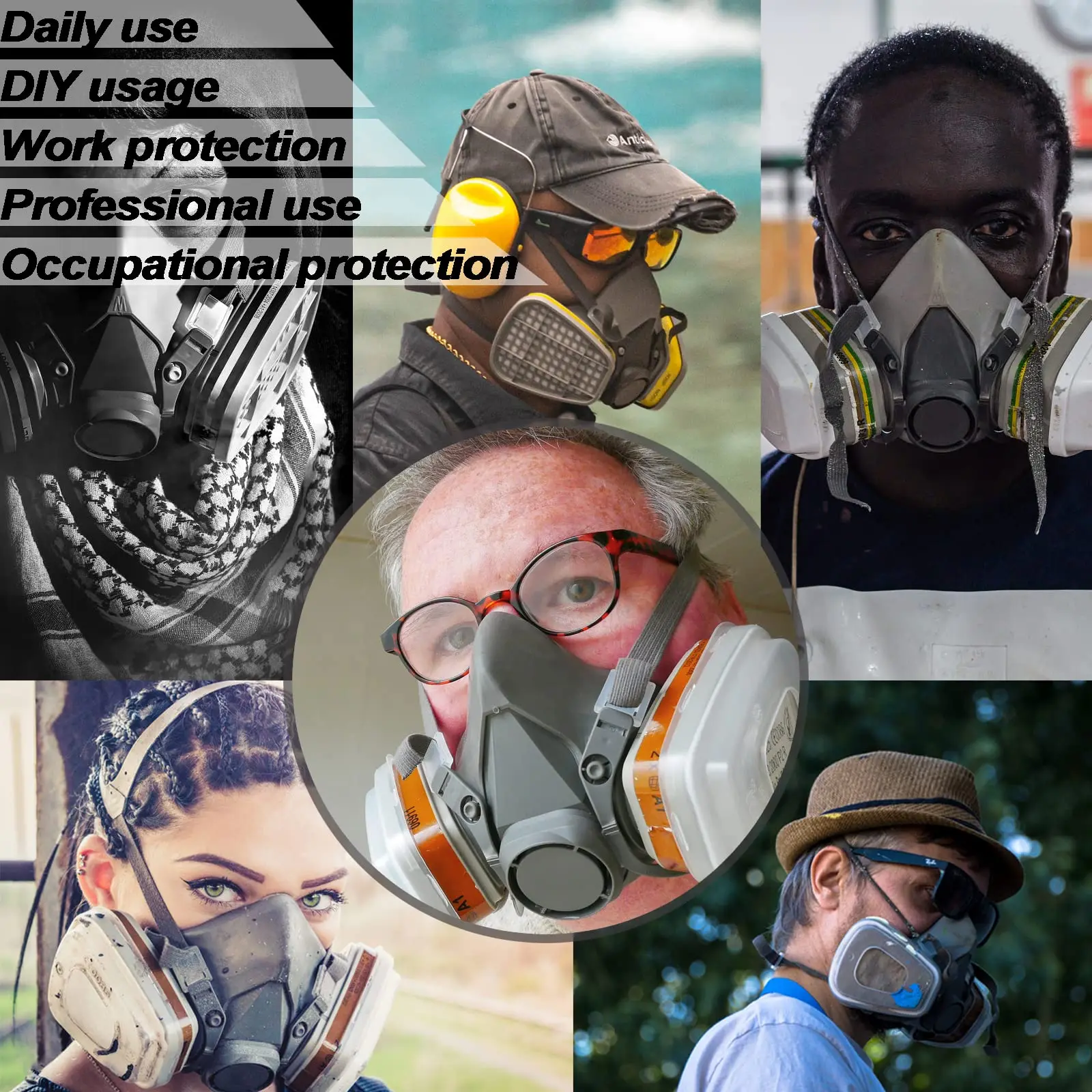 Máscara de gas antipolvo para minería con cartuchos antiácidos - imagen 3