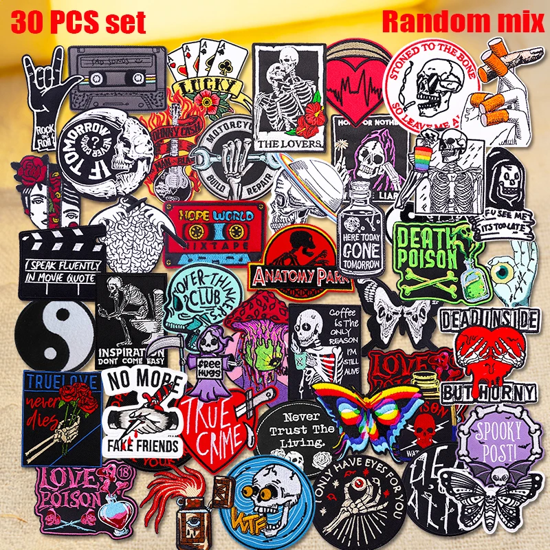 Parche termoadhesivo bordado calavera punk terror para coser