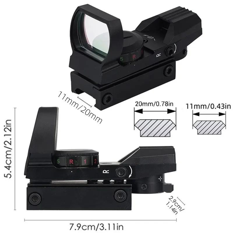 Mira holográfica rojo/verde para caza y airsoft con retículas - imagen 5