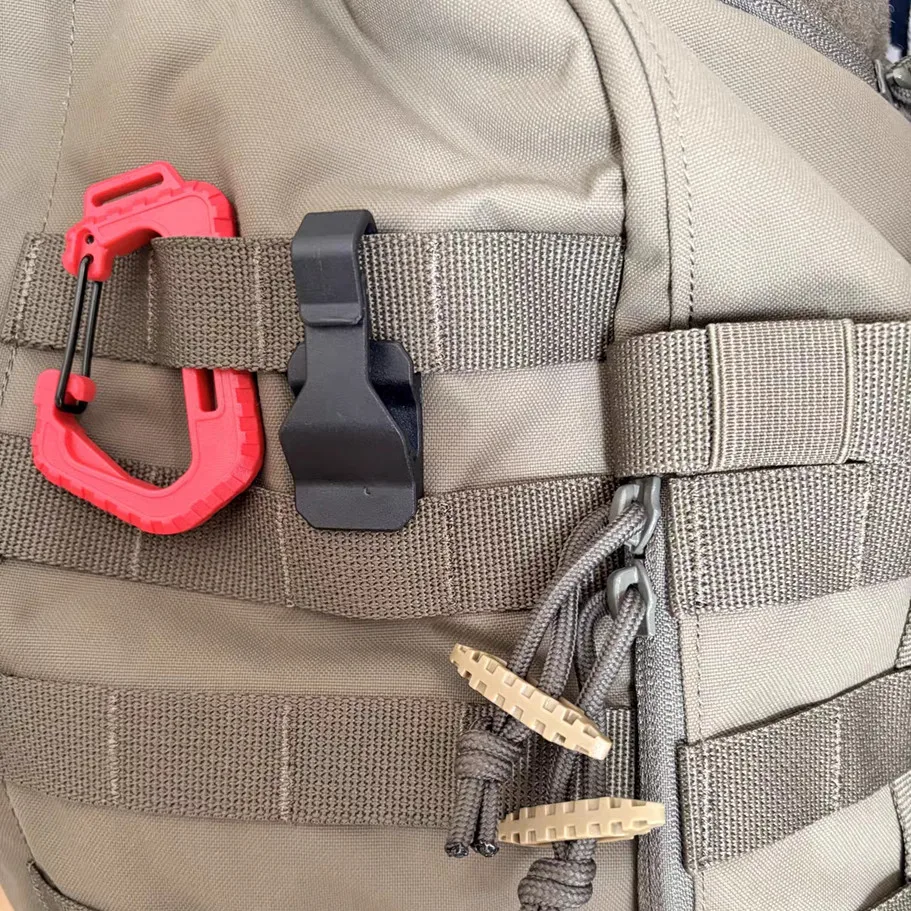 Hebilla táctica MOLLE POM para cuerda con gancho y clip de chaleco