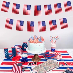 Banderines pequeños bandera americana con cuerda para eventos