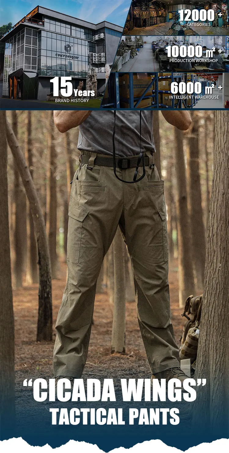 Pantalones tácticos Emersongear Blue Label Cicada Wings en uso cotidiano