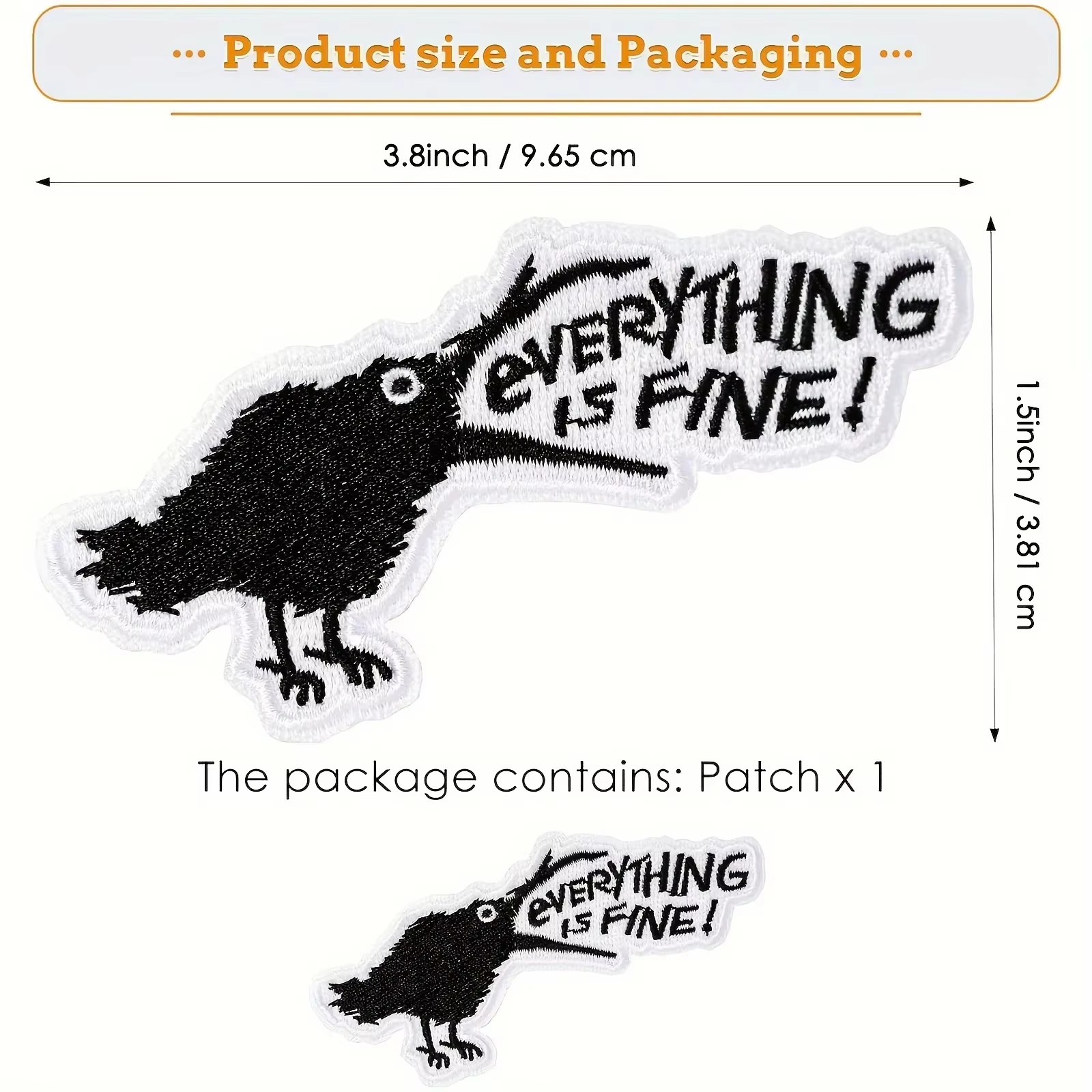 Parche Cuervo Everything is Fine – Termoadhesivo táctico para chaqueta o mochila - imagen 4