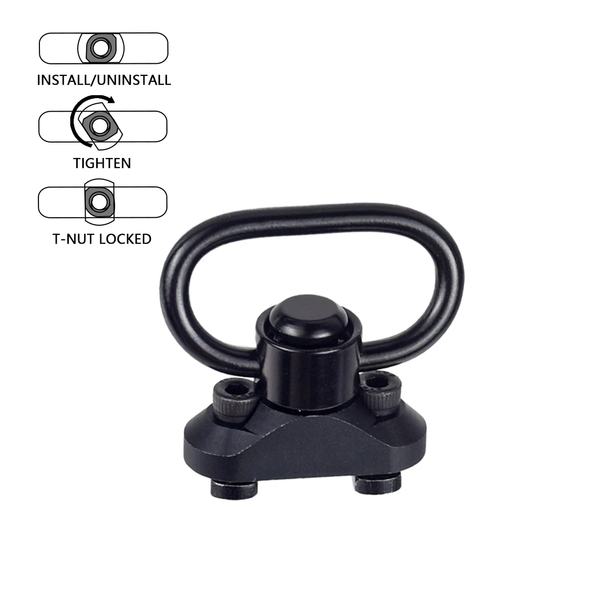 Una abrazadera negra con una tuerca bloqueada