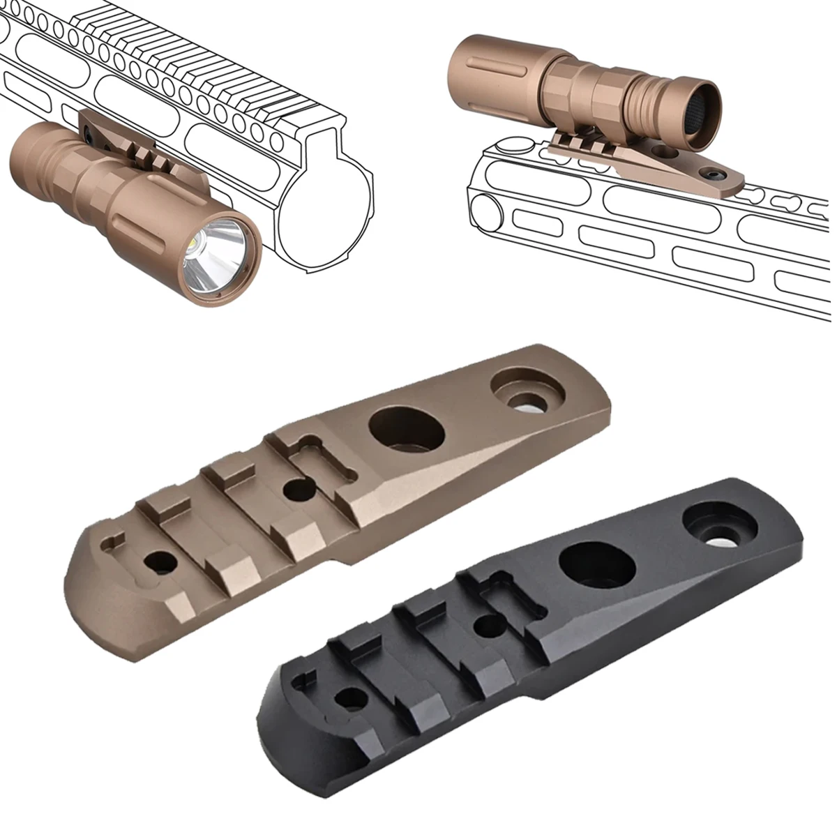 Base soporte Surefire M300 M600 para M-Lok Keymod – Montura táctica - imagen 4