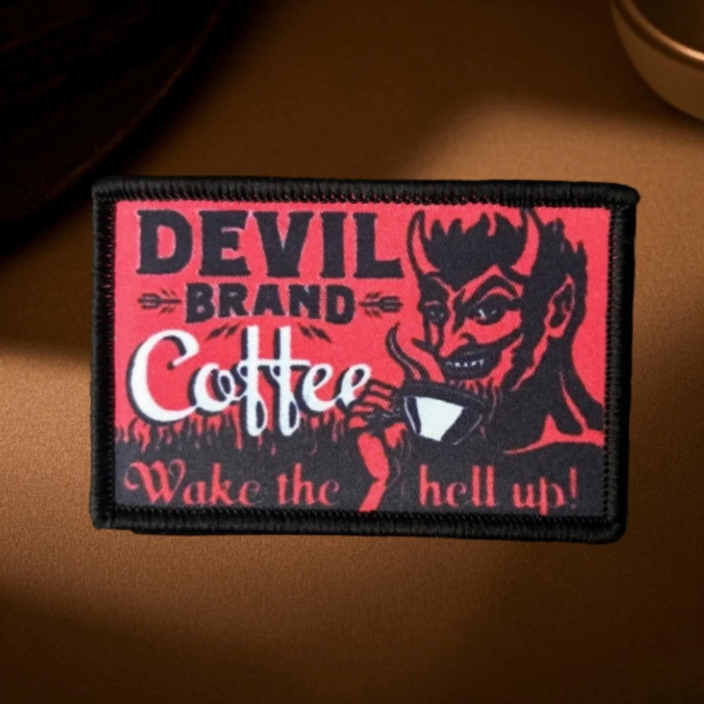 Devil Parche militar moral café con gancho y bucle divertido - imagen 3