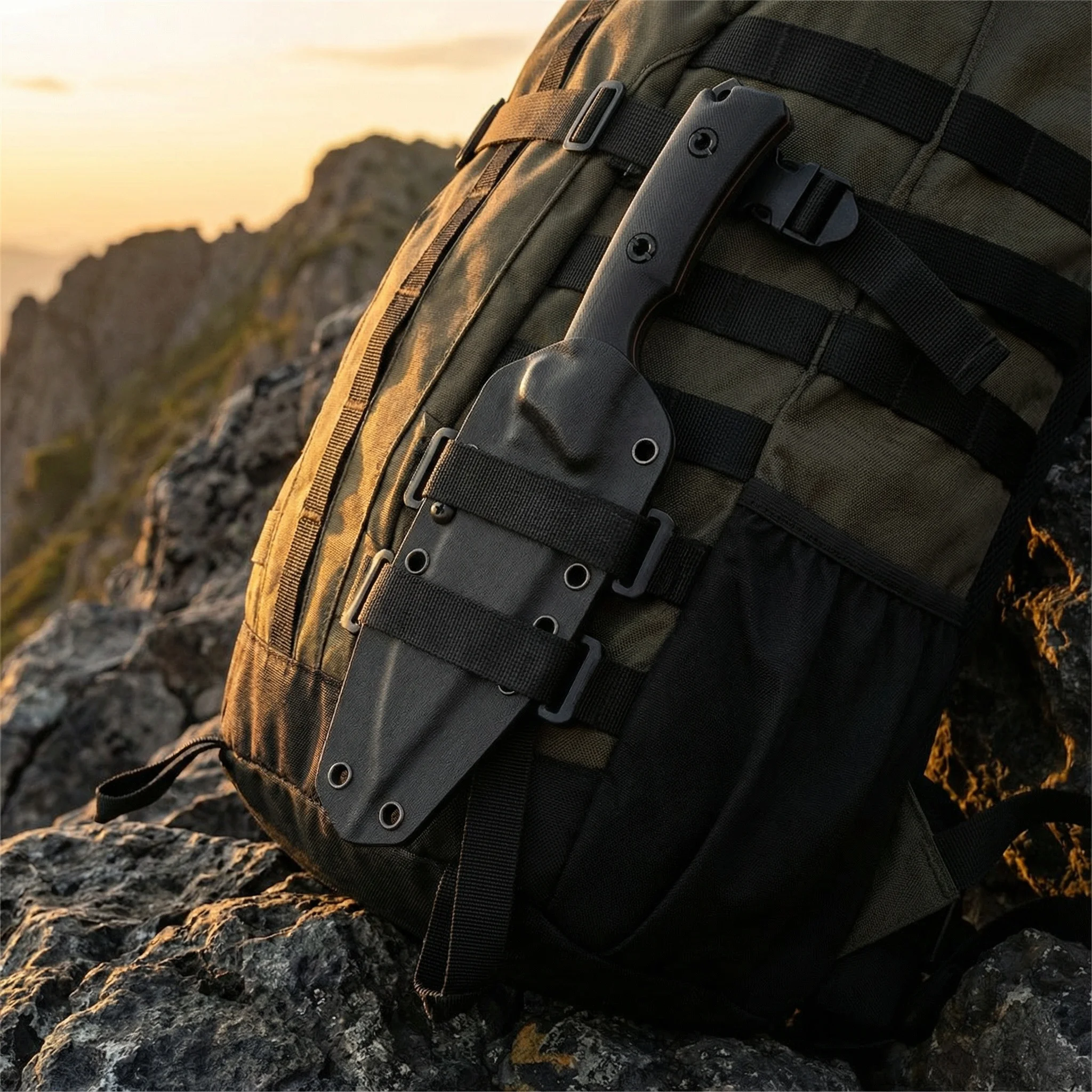 Cuchillo de hoja fija exterior G10 con funda táctica duradera