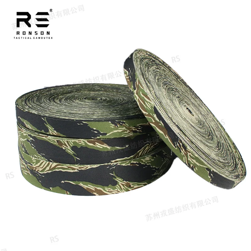 Cinta táctica de nylon camuflaje negro tigre rayas IRR para mochilas