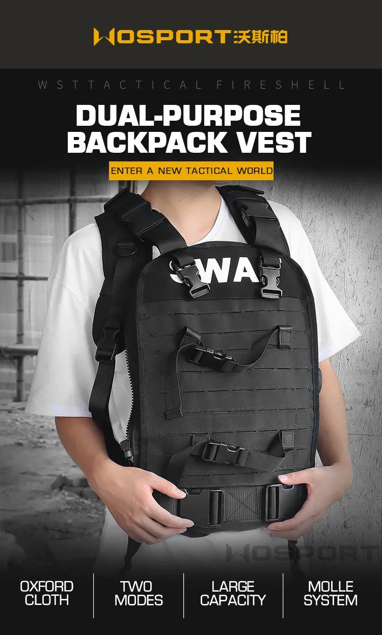 Chaleco mochila táctico con sistema de sujeción
