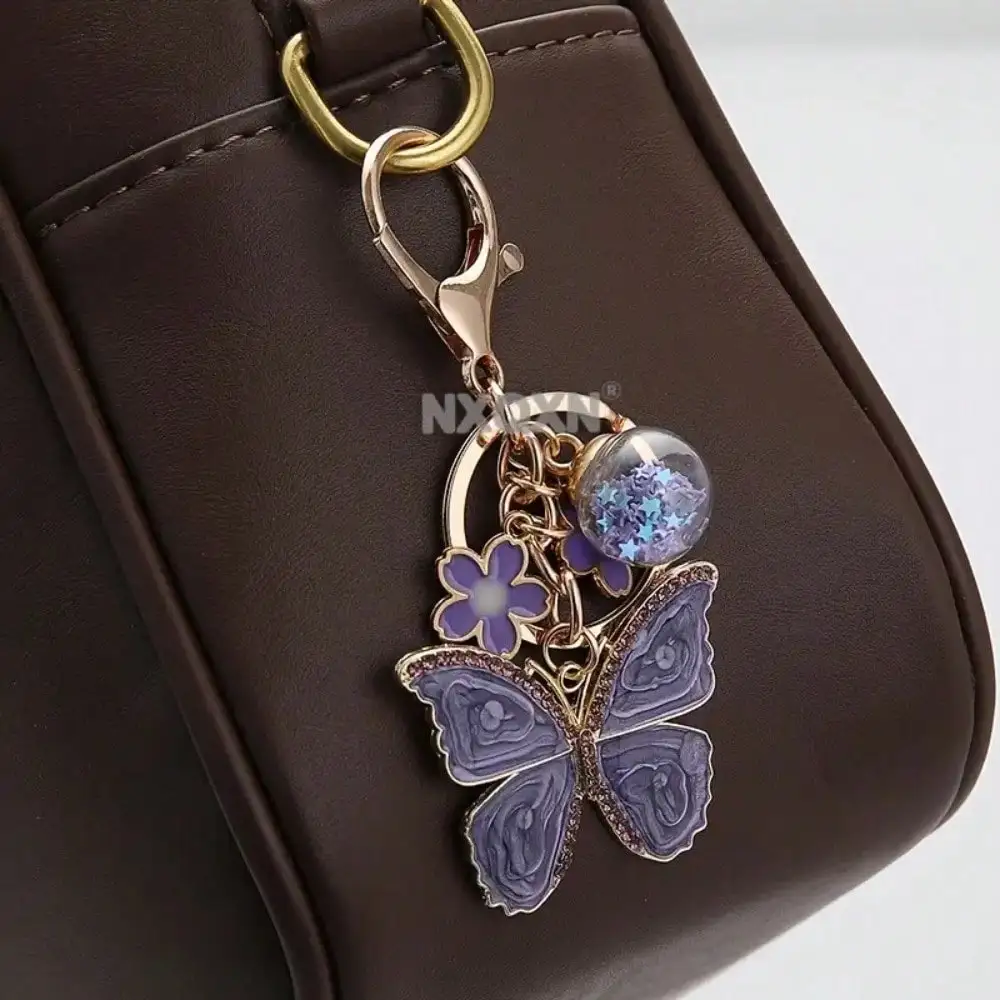 Llavero acrílico mariposa y flor, accesorio decorativo para bolso - imagen 2