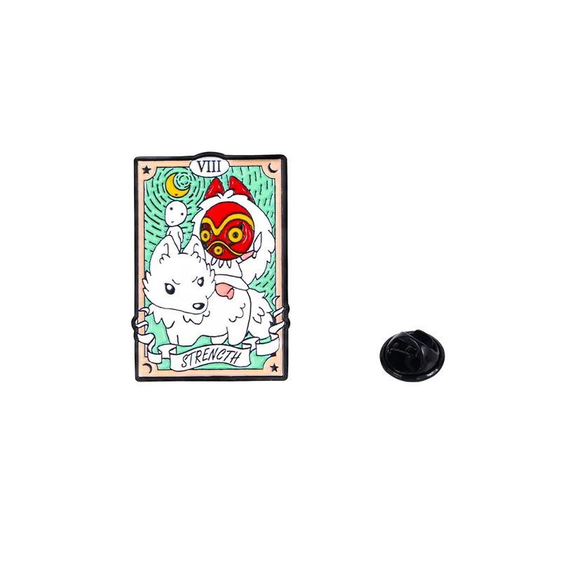Pin esmaltado de tarot Luna Sol con gato lobo - imagen 2