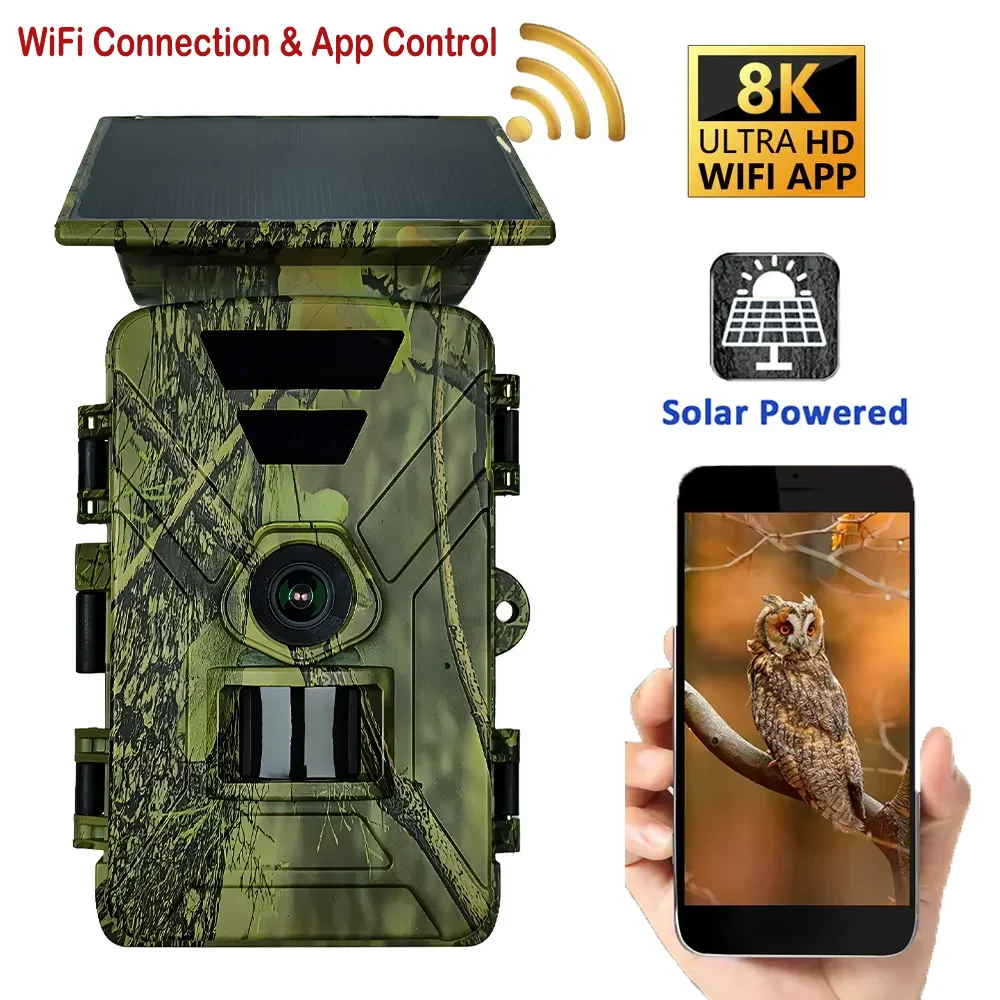 Cámara de fototrampeo WiFi con panel solar y sensor PIR nocturna