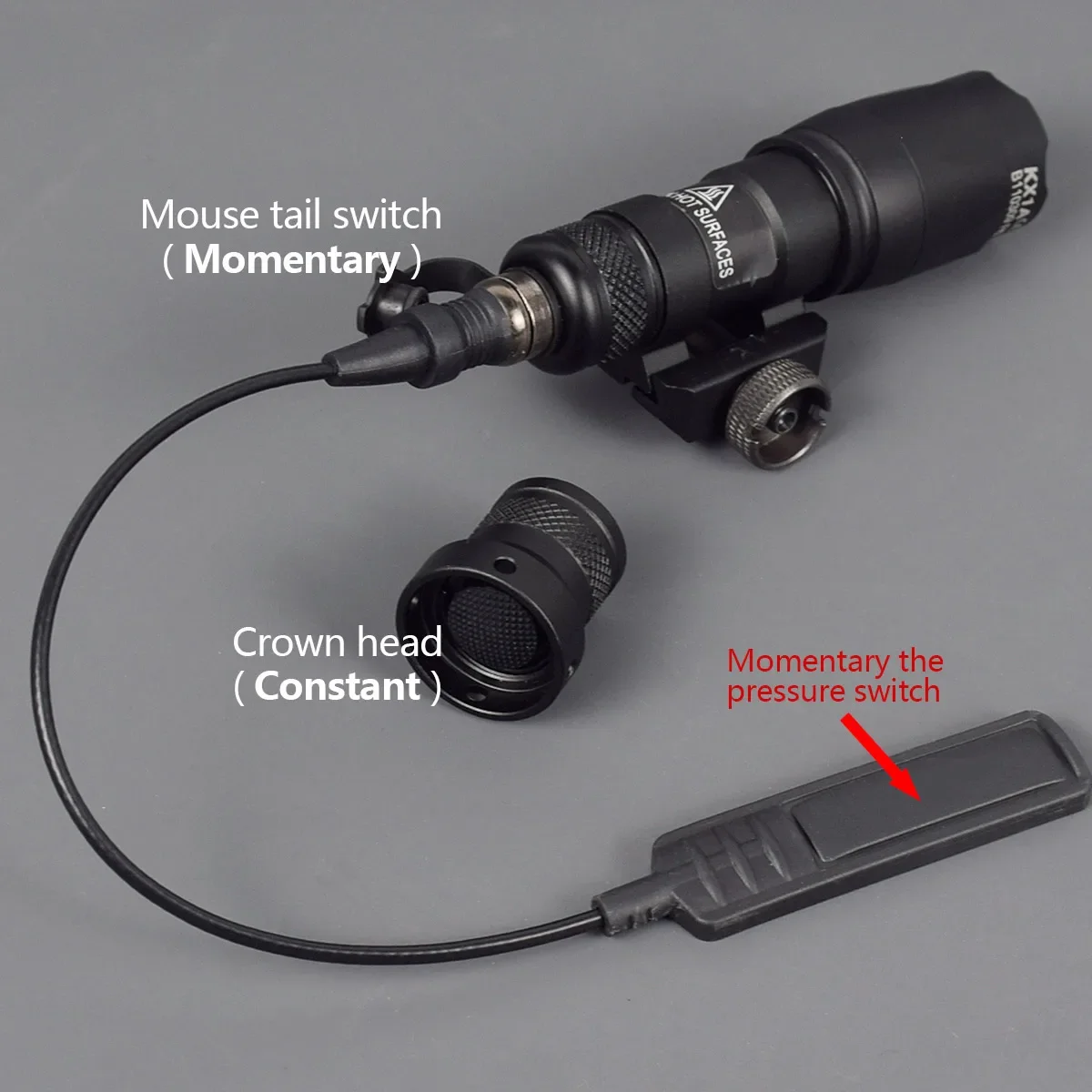 Interruptor táctico SureFire M300 M600 V2 doble función para linterna