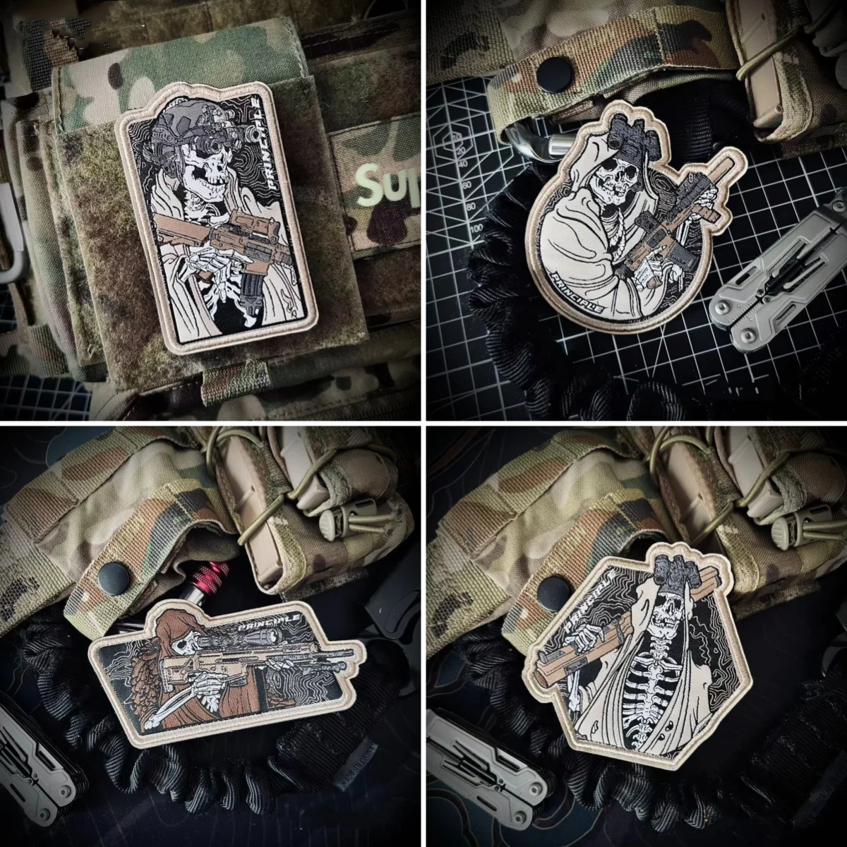 Parche táctico bordado calavera guerrero – gancho y bucle para mochila - imagen 3