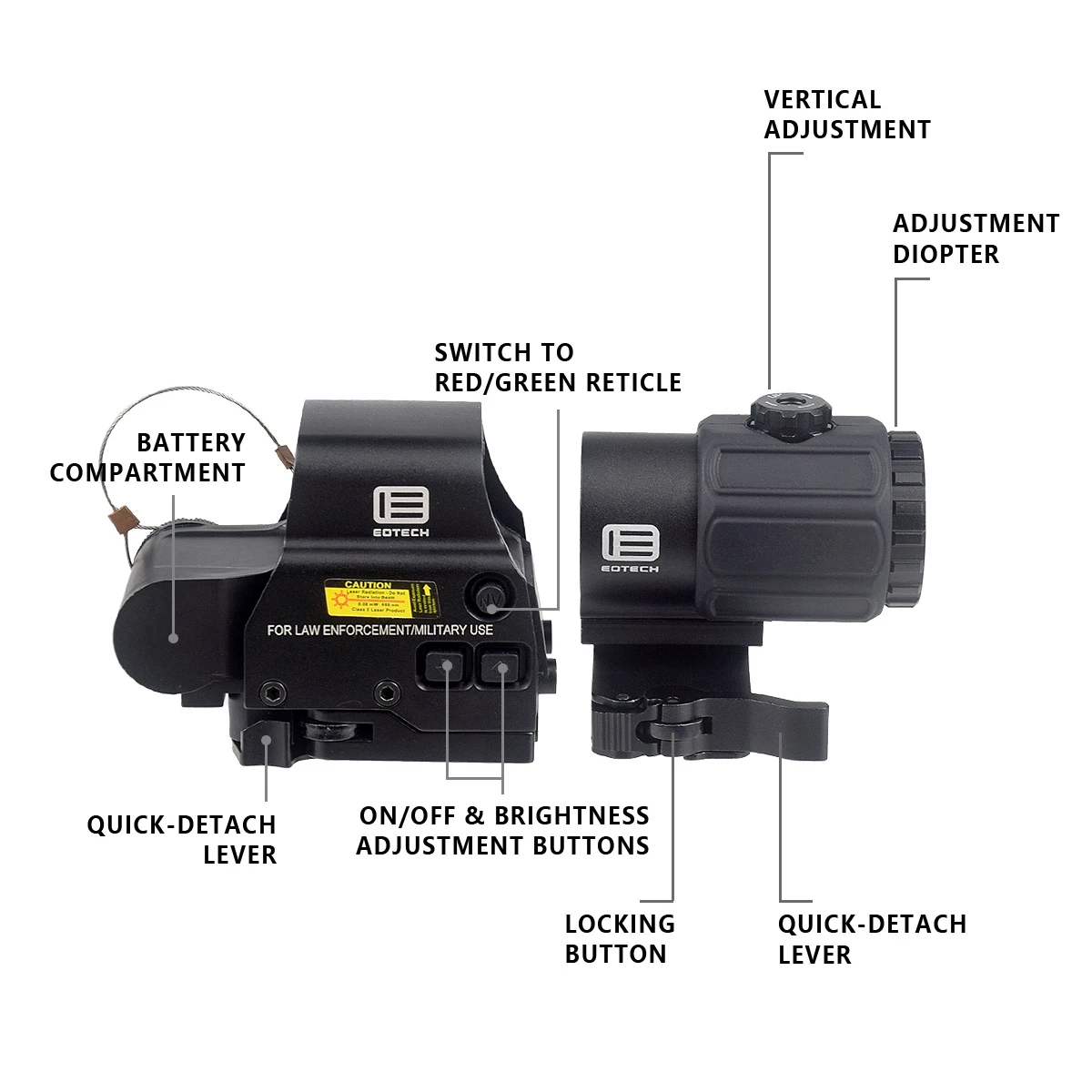 EOTech mira holográfica roja con lupa y montura Unity - imagen 5