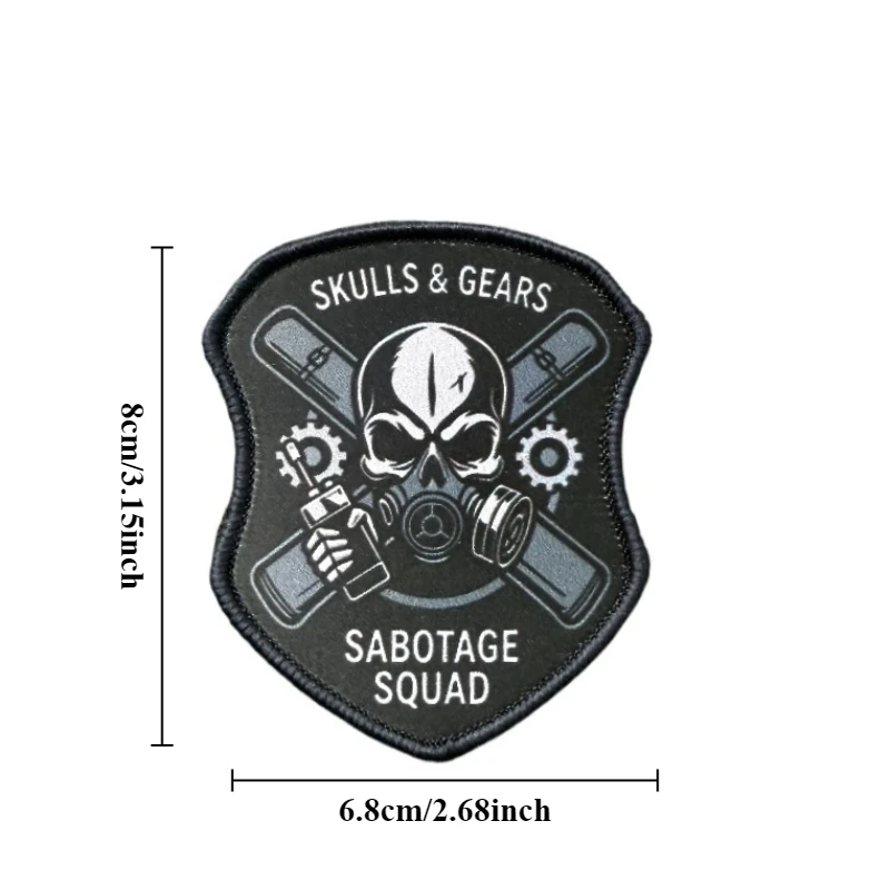 Skulls & Gears Parche táctico gancho-bucle Brigada Sabotaje mochilas