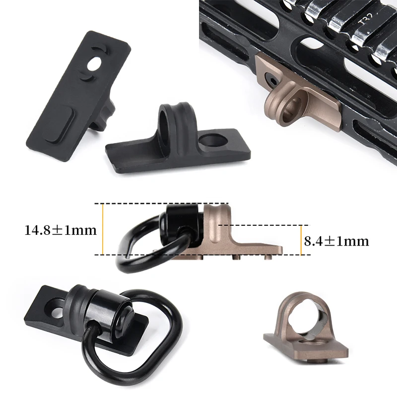 Base de montaje QD M-LOK metálica para correa táctica de arma
