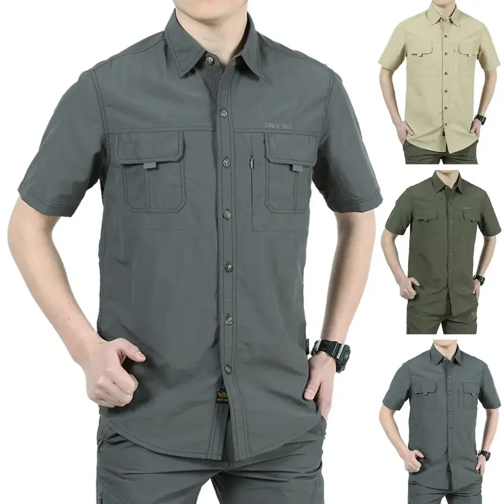 Camiseta táctica de manga corta con cuello camisero