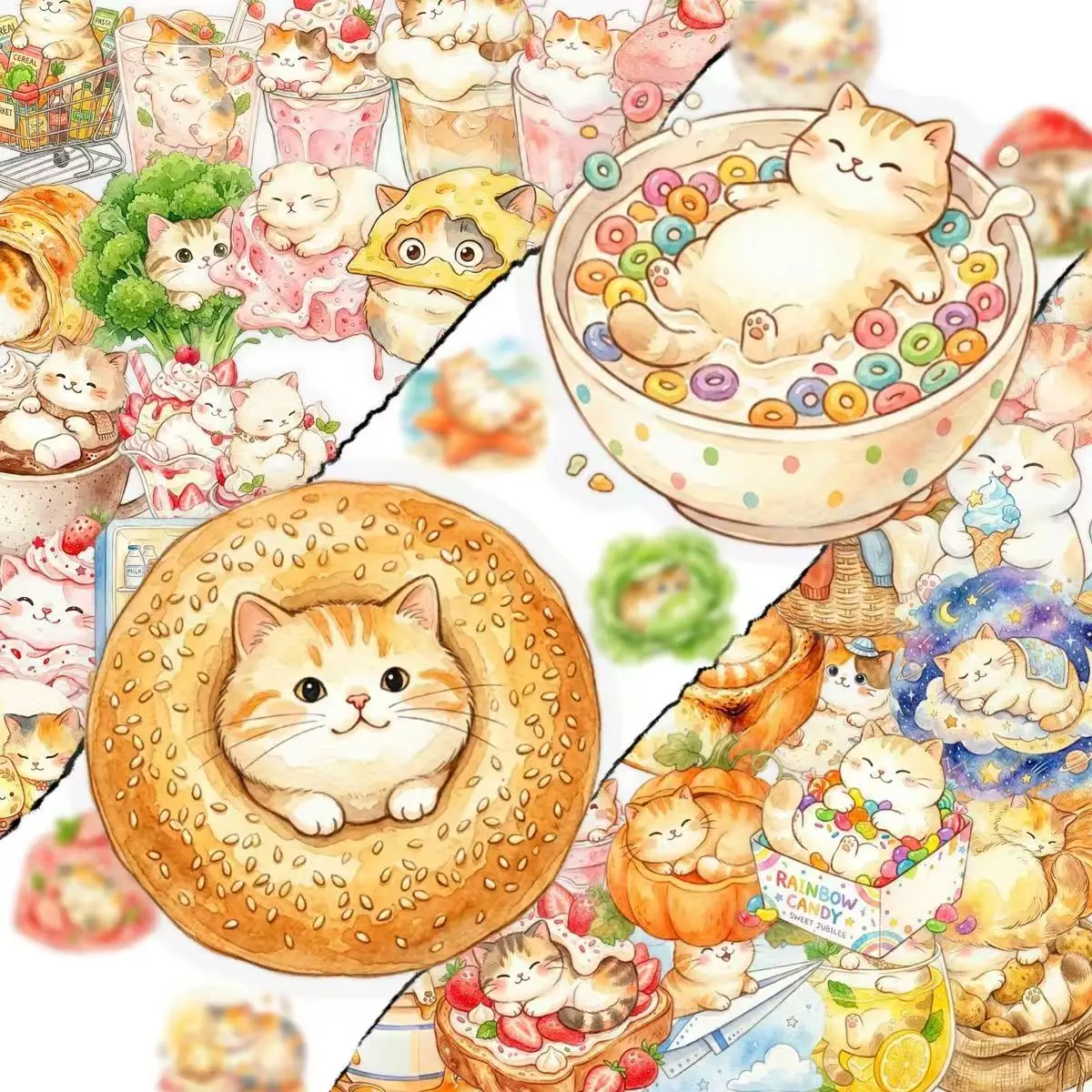 Pegatinas decorativas gatitos PET transparentes – Manualidades y diario - imagen 3