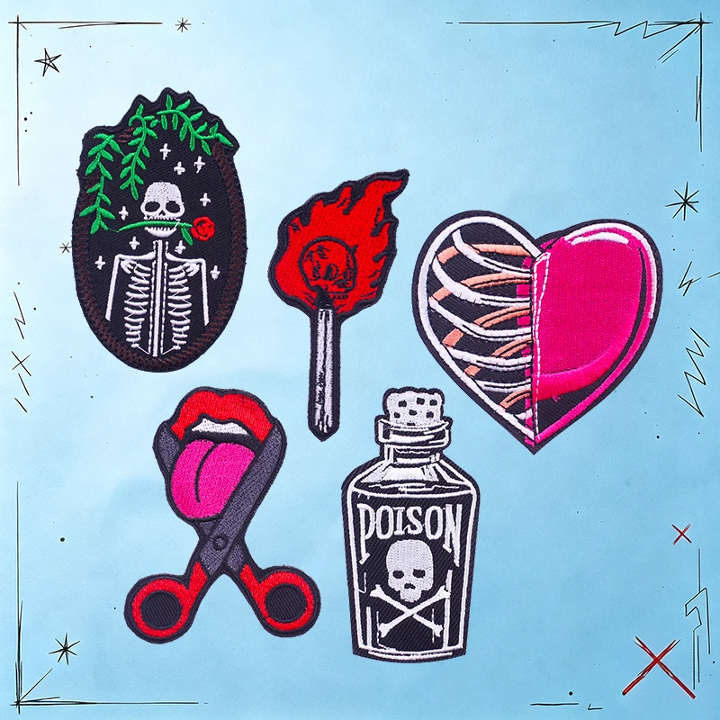 Parches tácticos bordados calavera termoadhesivos estilo punk rock - imagen 3