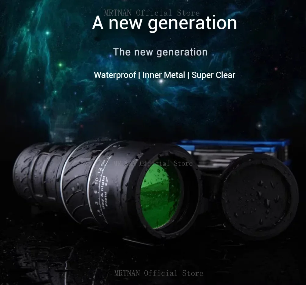 Monocular óptico portátil negro para observación al aire libre