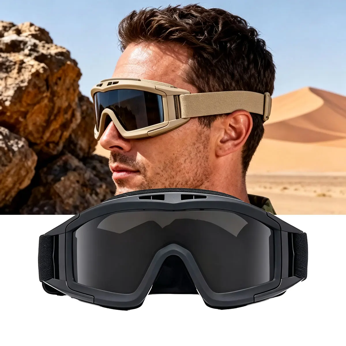 Gafas tácticas protección antipolvo antivaho para airsoft y paintball - imagen 2
