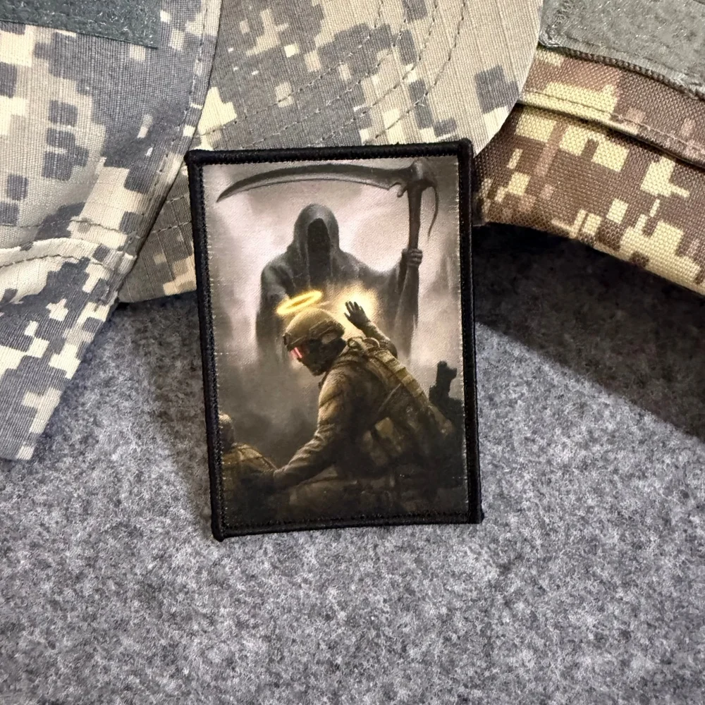 Parche táctico militar totem fe Ángel de la Muerte con gancho - imagen 5