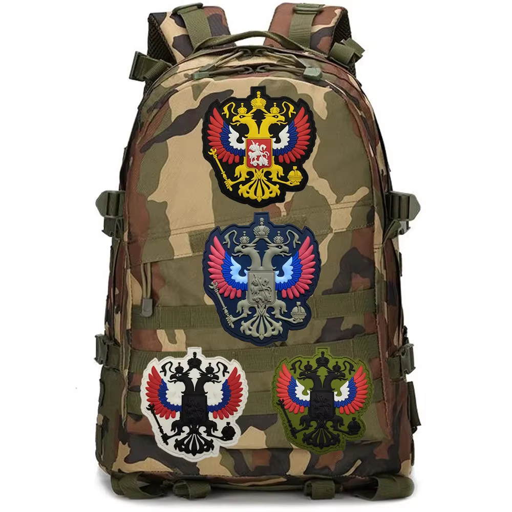 Insignia rusa águila bicéfala bordada – Parche 3D velcro táctico - imagen 4