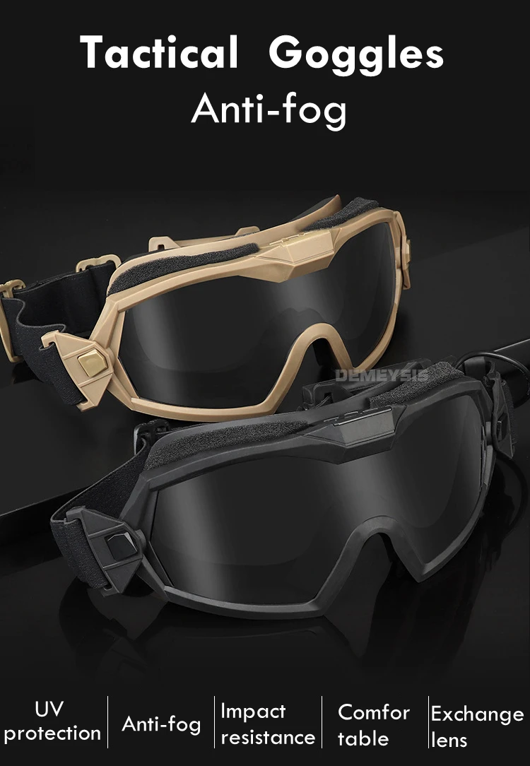 Gafas tácticas con microventilador antivaho