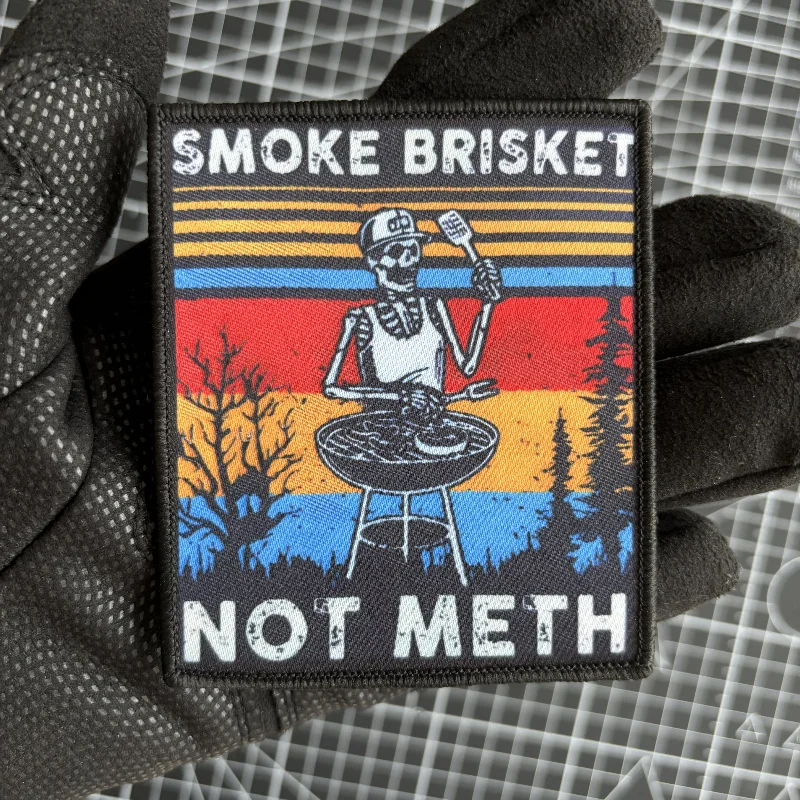 Parche táctico esqueleto barbacoa – Insignia de moral adhesiva - imagen 4