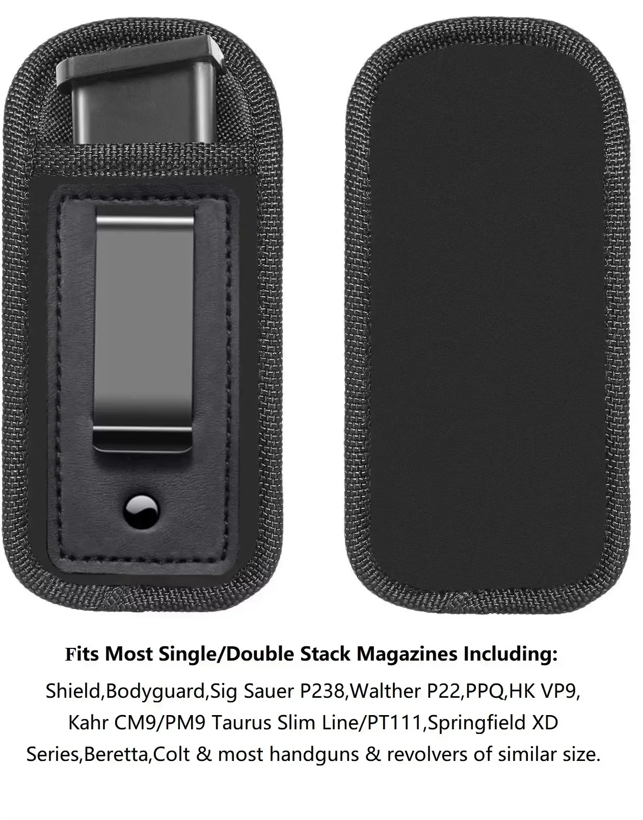 Funda para cargador de pistola con clip para cinturón vista frontal